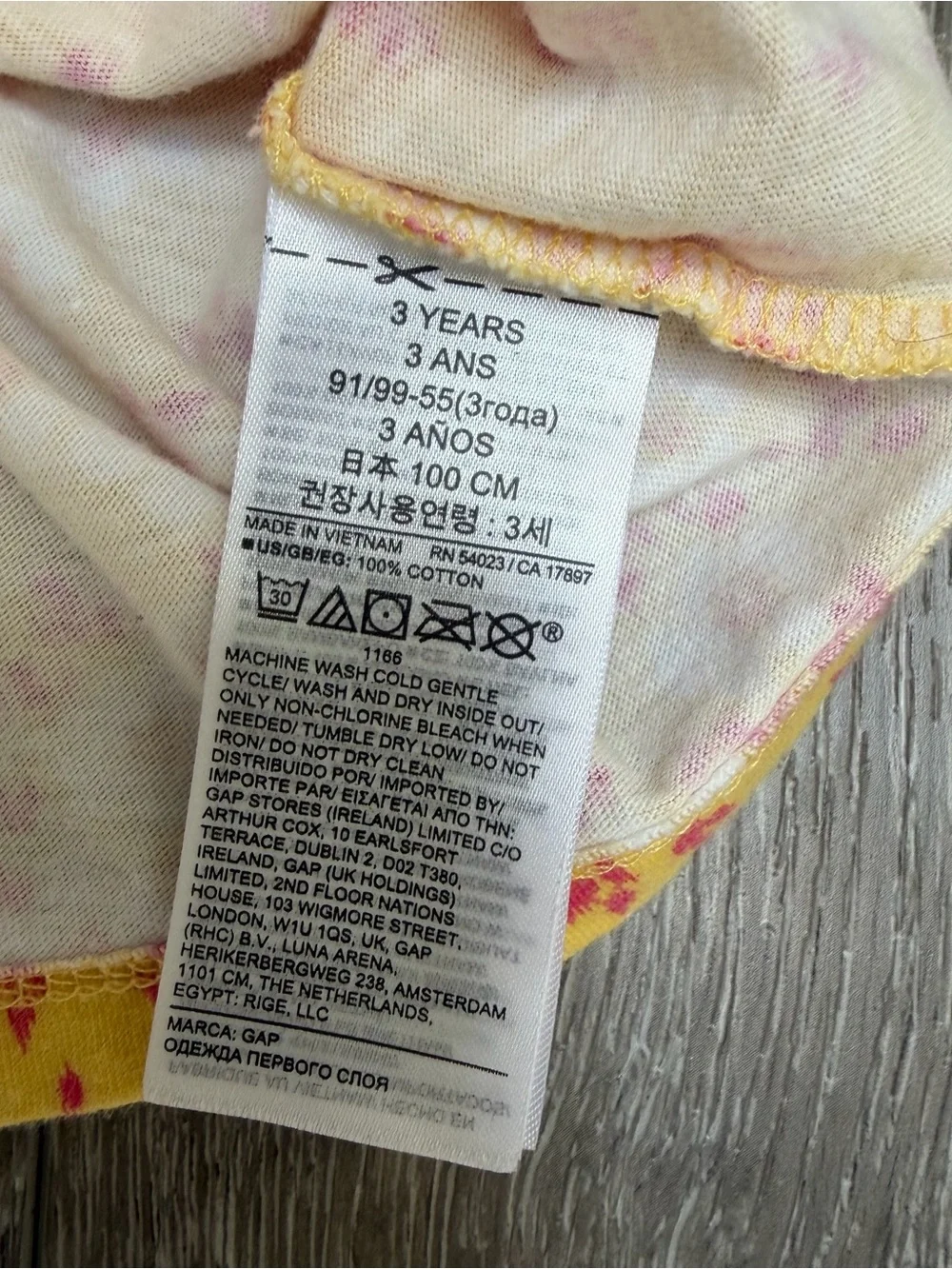 BABY GAP SHORT SLEEVE T SHIRT FLORAL YELLOW ORANGE 3T